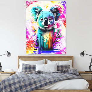Koala Bear - Colourful Koala Bear Painting Canvas Print