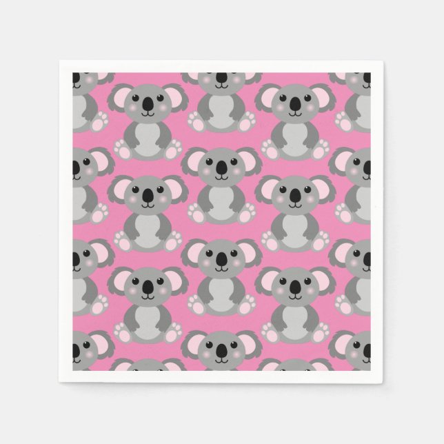 Koala Bear Cute Kid Birthday Party Napkin (Front)