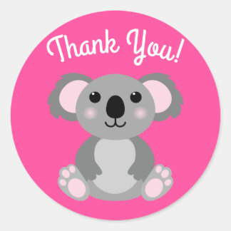 Koala Bear Cute Kid Birthday Party Thank You Classic Round Sticker