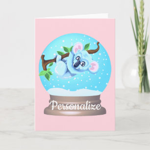 Koala bear cute snow globe pink girly  card