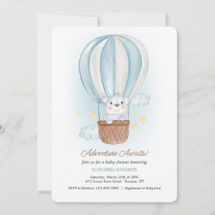 Koala Bear dans Blue Air Balloon Invitation