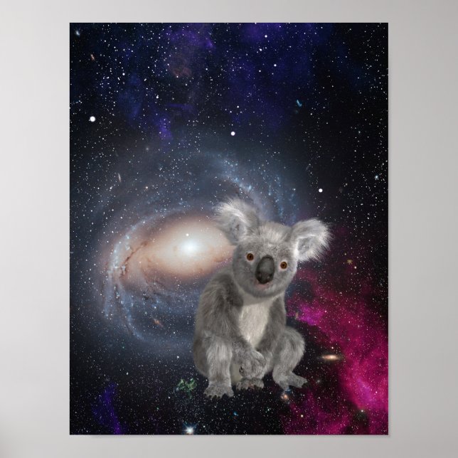 Koala Bear dans l'espace amusant Poster surréalist (Devant)