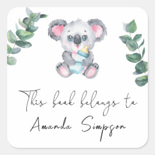 Koala Bear - Étiquette de livre pour Baby Shower