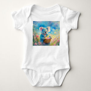 Koala bear holding a basket of Easter eggs Baby Bodysuit