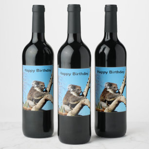 Koala Bear In Old Pine Tree, Wine Label