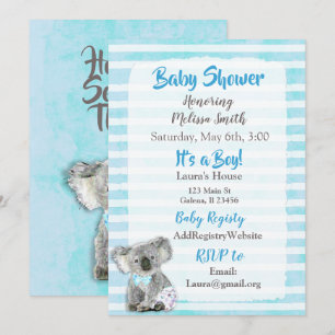 Koala Bear It a Boy Baby Shower Invitations