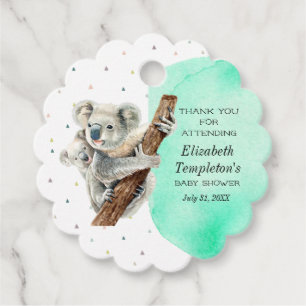 Koala Bear It's a Boy Pink Baby Shower Thank You Favour Tags