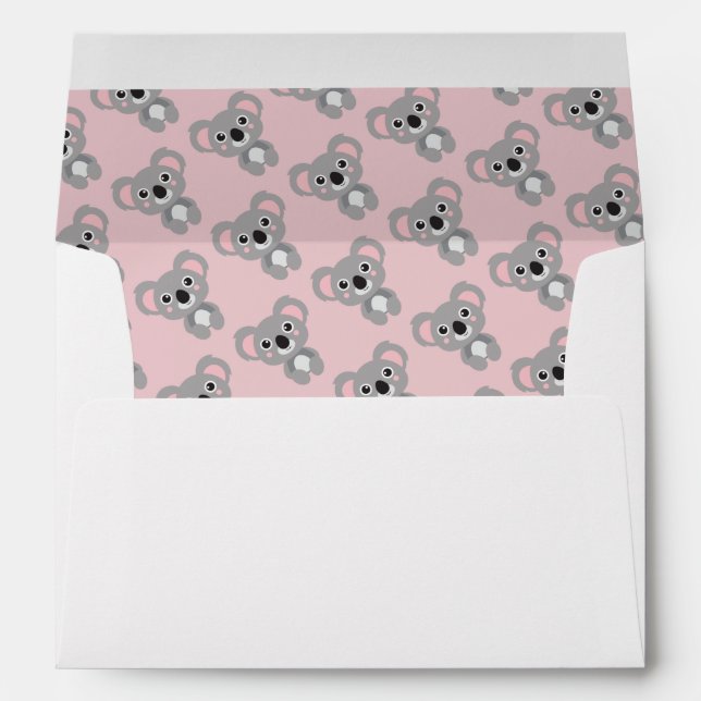 Koala Bear Kids Pink Personalized Envelope (Back (Bottom))