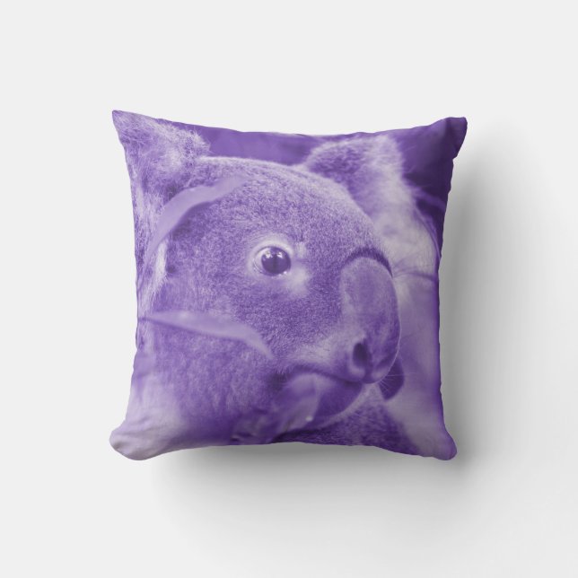 koala bear looking right purple marsupial throw pillow (Front)