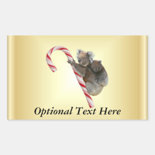 Koala Bear Mum and Joey Climbing Candy Cane Sticker