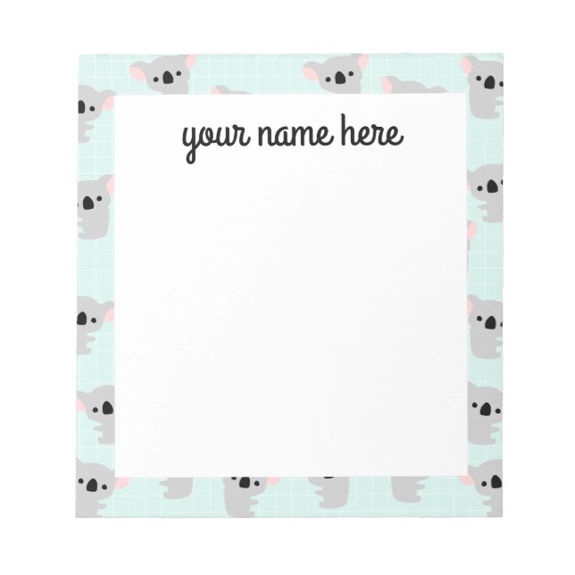 Koala Bear Notepad Personalized (Front)