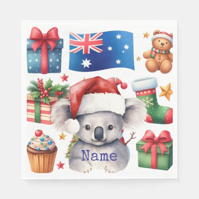 Koala Bear on Australia themed  Napkin (Front)