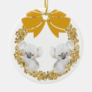 Koala Bear Ornement de Noël & Faux Gold Wreath