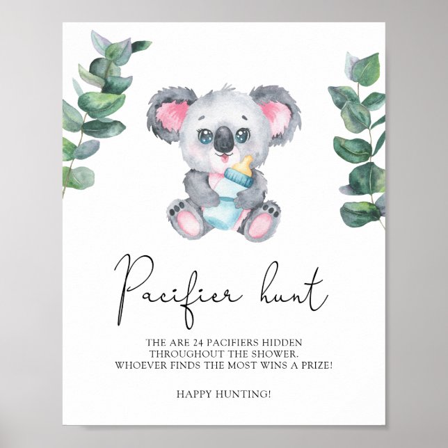 Koala Bear - pacifier hunt baby shower game Poster (Front)
