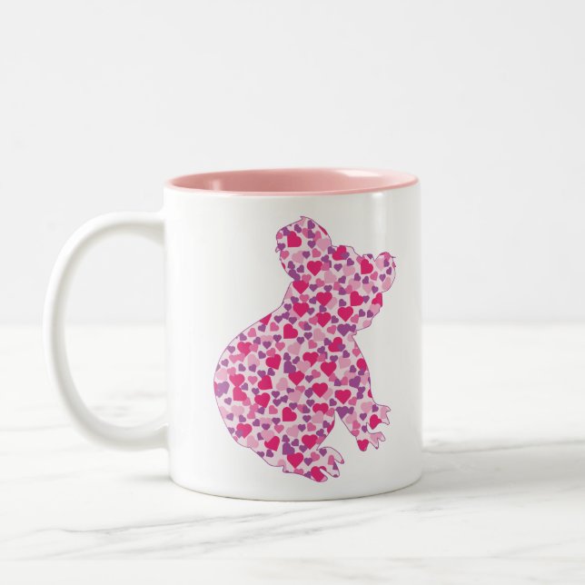 Koala-Bear-Pink-Hearts Two-Tone Coffee Mug (Left)