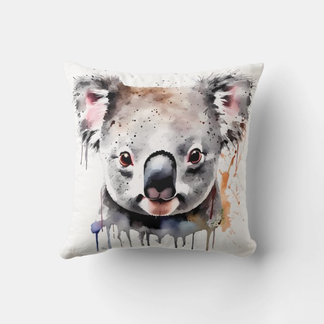Koala Bear portrait Throw Pillow (Back)