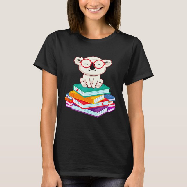 Koala Bear Reading Books Bookworm  Koala T-Shirt (Front)