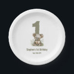 Koala Bear Sage Green 1st Birthday Party  Paper Plate<br><div class="desc">Koala Beer Sage Green Storybook 1st Birthday. Featuring a cute Koala Bear reading a book The templates are set up ready for you to customize and personalize with your party details . If you would like to change the colour or style of the font please click the customize further button...</div>