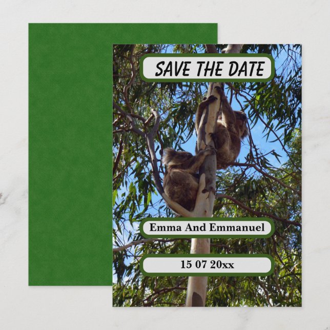 Koala Bear Save The Date Australia Style, (Front/Back)