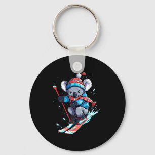 Koala bear skiing skier ski winter snow  keychain