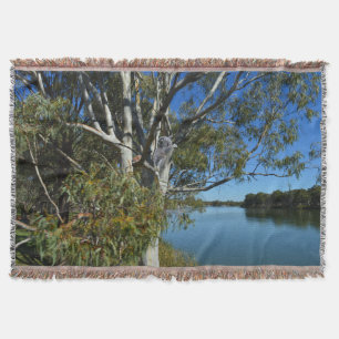 Koala Bear Sleeping In Gum Tree, Throw Blanket