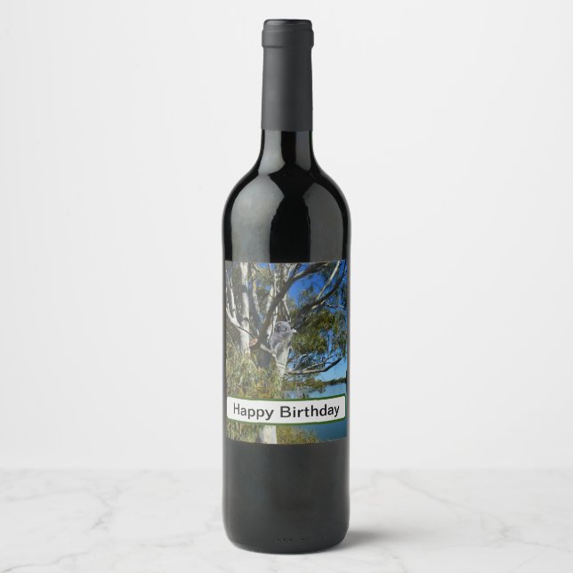 Koala Bear Sleeping In Gum Tree, Wine Label (Front)