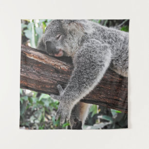 KOALA BEAR SLEEPING ON TREE TAPESTRY