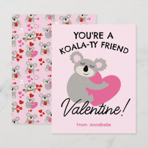 Koala Bear Valentine's Day Classroom School Card