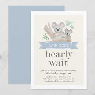 Koala Bear We Can Bearly Wait Couples Baby Shower Invitation