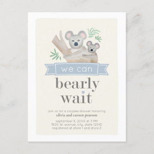 Koala Bear We Can Bearly Wait Couples Baby Shower Postcard
