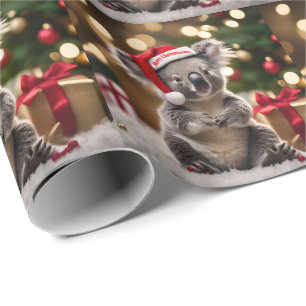 Koala Bear Wearing Santa Hat, Wrapping Paper