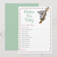 Koala Bear Wishes For Baby Shower Game Pink Girl