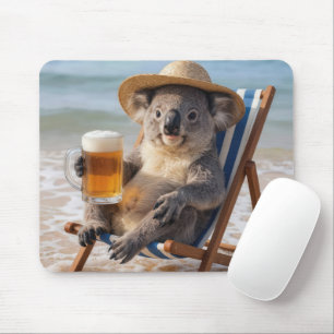 Koala Bear With a Beer on the Beach Mouse Pad