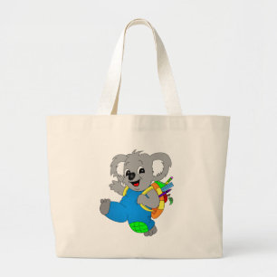 Koala Bear with backpack Large Tote Bag