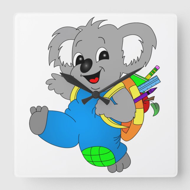 Koala Bear with backpack Square Wall Clock (Front)