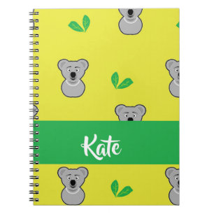 Koala bear yellow pattern notebook