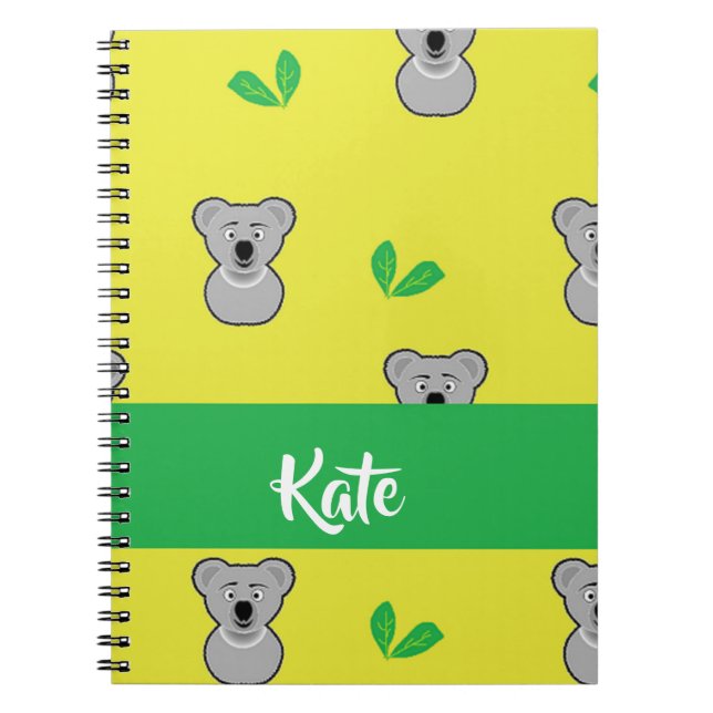 Koala bear yellow pattern notebook (Front)