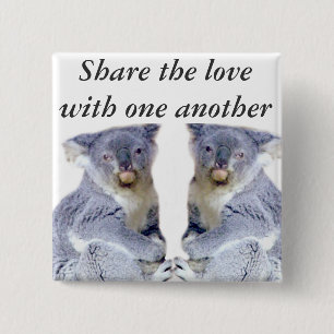 Koala Bears Love_ 2 Inch Square Button