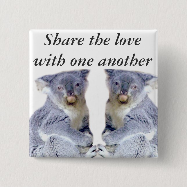 Koala Bears Love_ 2 Inch Square Button (Front)
