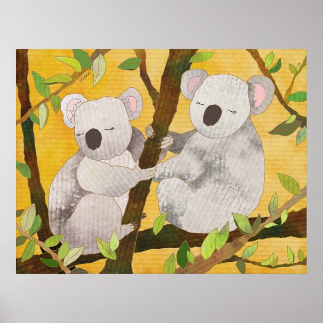 Koala Bears on Tree Branches Poster (Front)