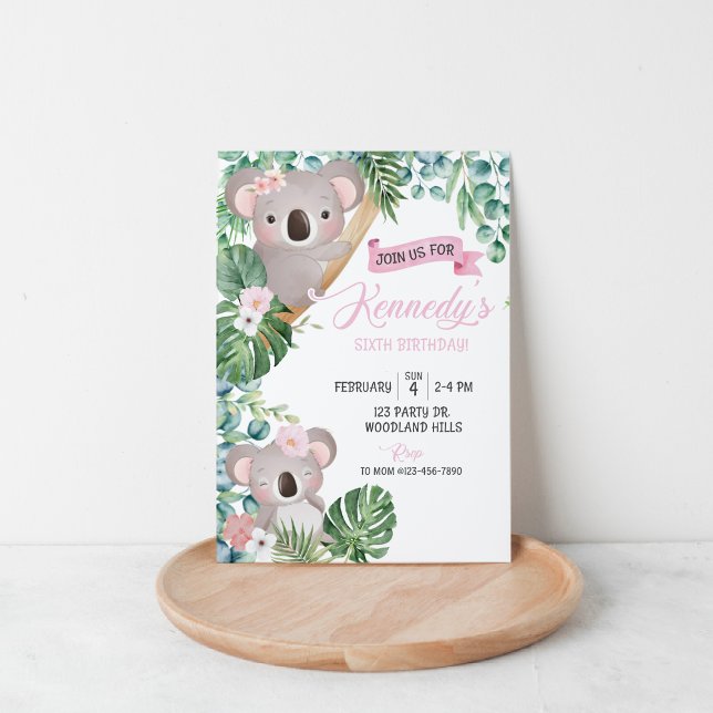 Koala Birthday, Any Age, Let's Hang, Party Animal, Invitation (Creator Uploaded)