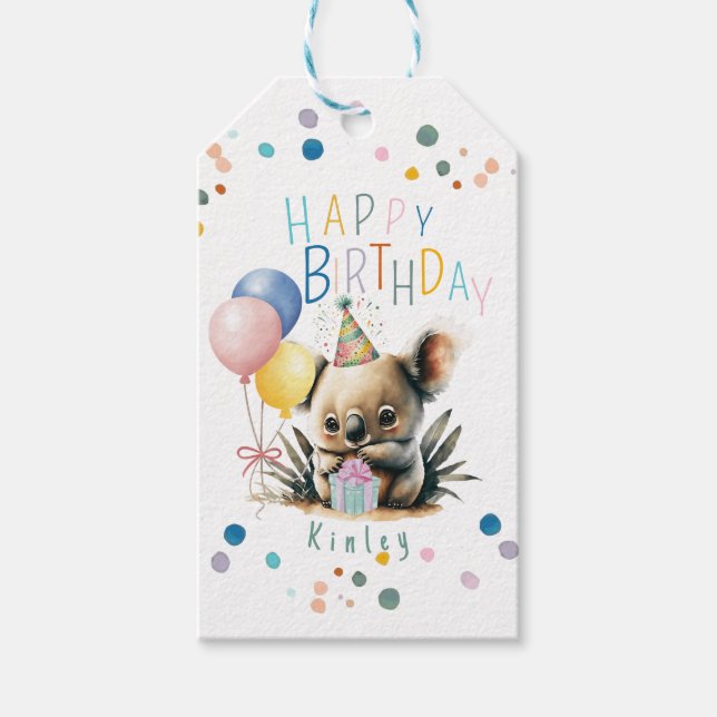 Koala Birthday Gift Tags (Front)