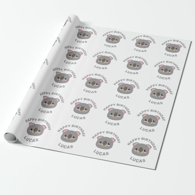 Koala Birthday Wrapping Paper (Unrolled)