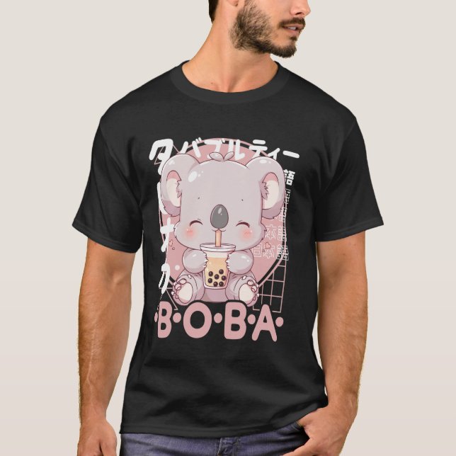 Koala Boba Tea Kawaii Bubble Tea Koala Anime Neko  T-Shirt (Front)