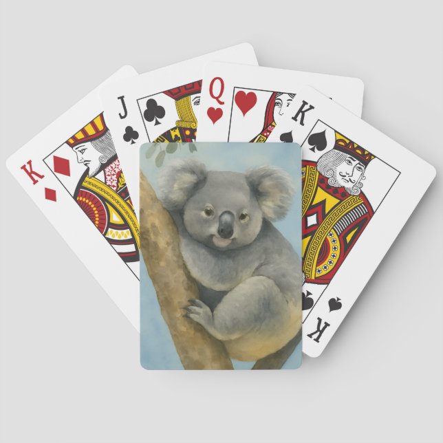 Koala Calm – Watercolor Wildlife Playing Cards (Back)