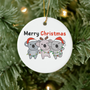 Koala Christmas Animals Koalas Merry Christmas Cer Ceramic Ornament