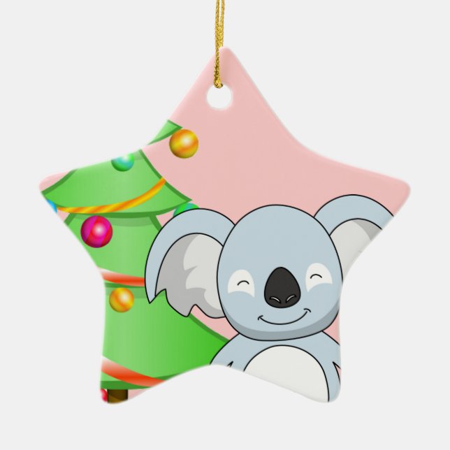 Koala Christmas Ceramic Ornament (Front)
