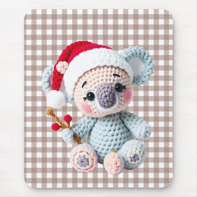 Koala Christmas clip art, faux yarn koala,  Mouse Pad (Front)