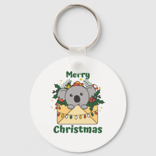 Koala Christmas Letter Winter Animals Koalas Keychain