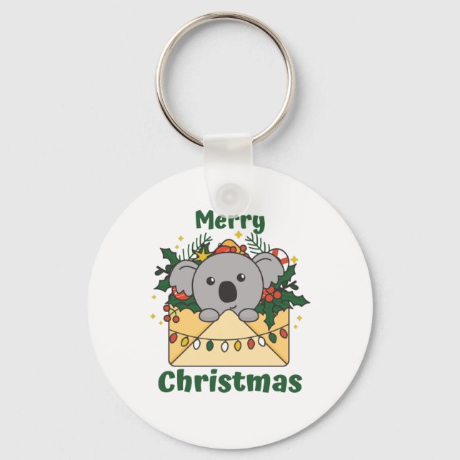 Koala Christmas Letter Winter Animals Koalas Keychain (Front)